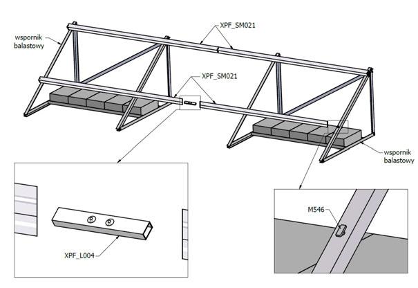 nakrętek M540. Szyny łączymy ze sobą za pomocą łączników XPF_L004.