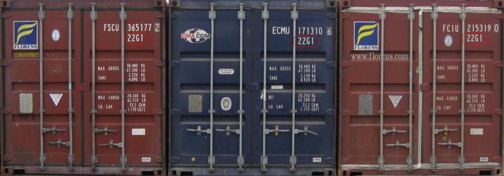 (rys. 58) Kod ISO pozwala na dokładne określenie jednostek ładunkowych uŝywanych w transporcie multimodalnym. Kontenery mogą mieć nowy lub stary kod ISO.