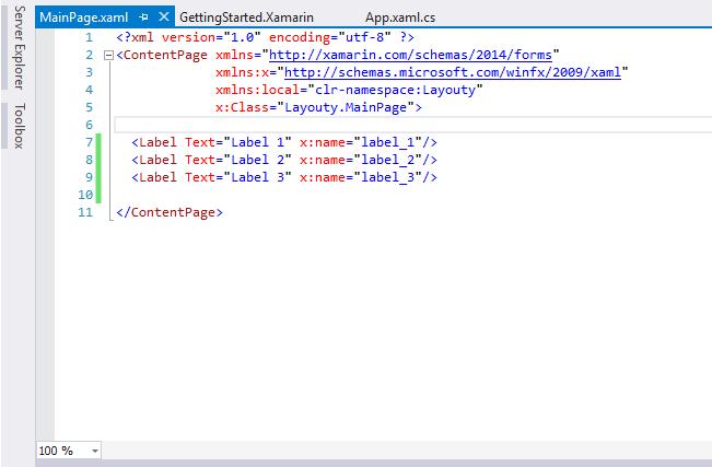 Rysunek: Tworzenie prostego interfejsu w pliku XAML bez użycia żadnego layout u Tak