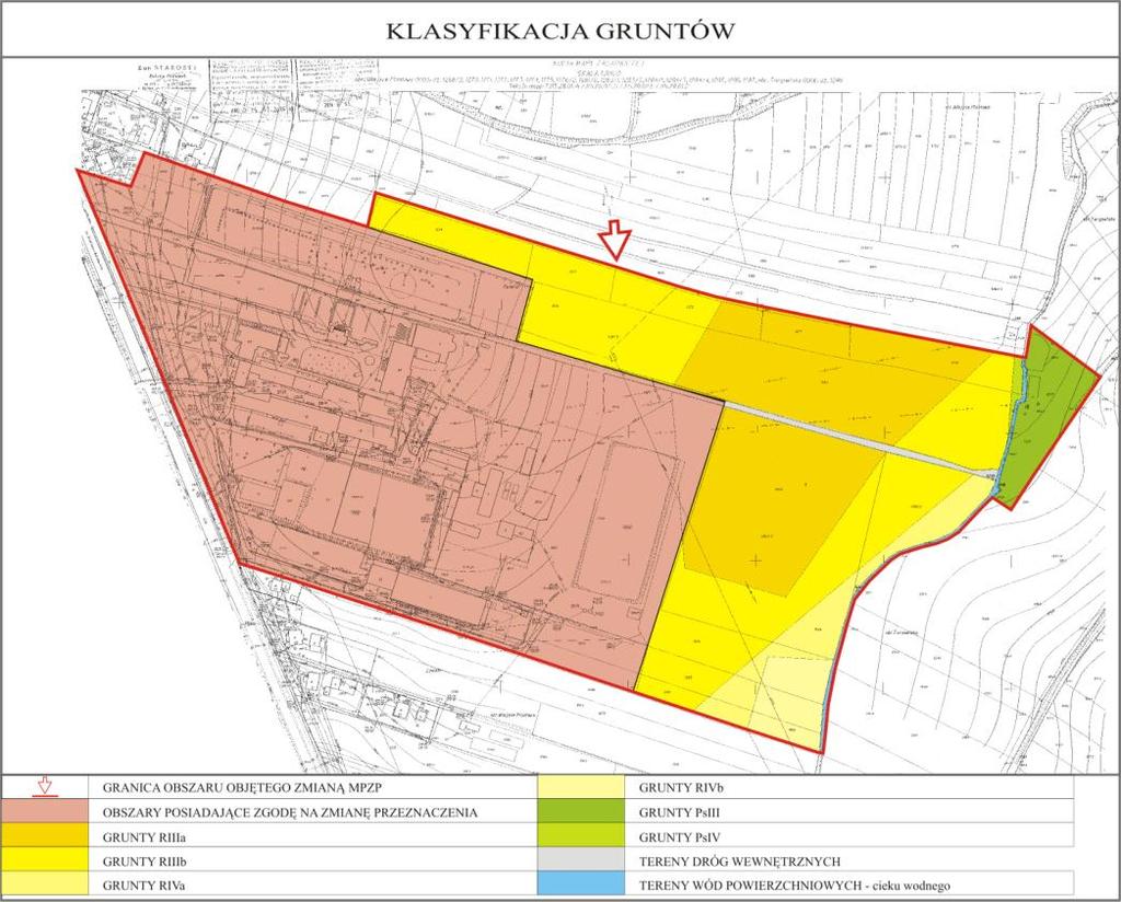 Rysunek 2. Klasyfikacja gruntów terenu opracowania.