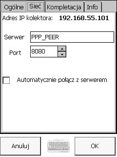 Sieć Serwer: Adres serwera programu.