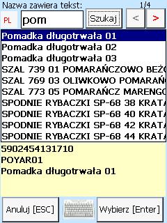 Jeśli etykieta jest uszkodzona lub nieczytelna możliwe jest wpisanie kodu towaru przy użyciu klawiatury sprzętowej kolektora.