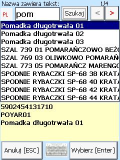 Jeśli etykieta jest uszkodzona lub nieczytelna możliwe jest wpisanie kodu towaru przy użyciu klawiatury sprzętowej kolektora.