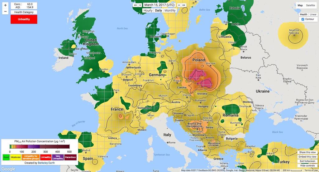 Jakość powietrza w Europie - Duża poprawa na terenie