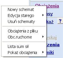 Maj 2011 36. Wprowadzono możliwość wczytywania pliku tekstowego z siłami skupionymi. Opcja Obciążenia z pliku pokazuje się po zadaniu minimum jednego schematu.