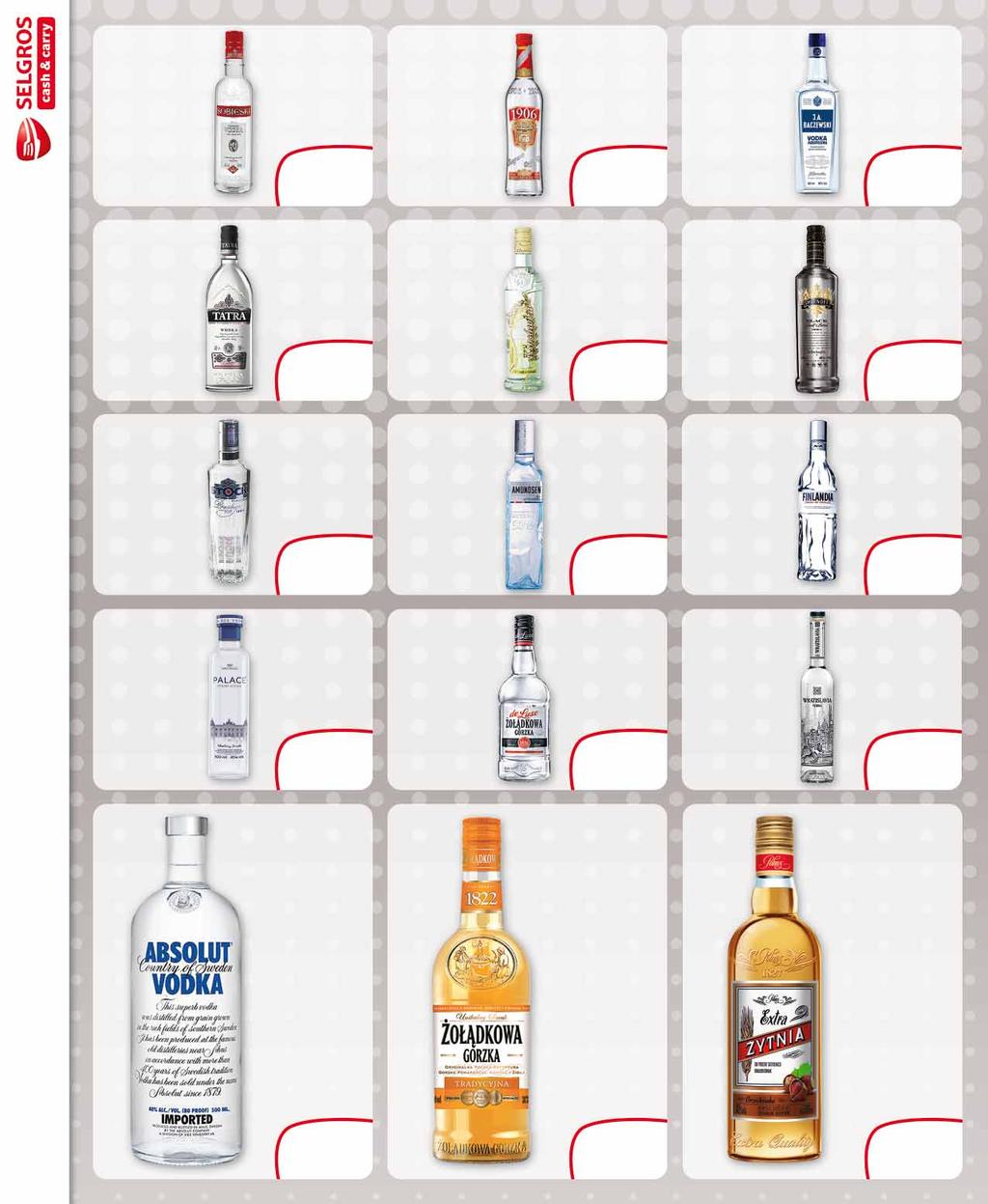 WÓDKA SOBIESKI 40% 500 ML po 22., z VAT 28.28 po 14021919 15 z VAT 19.67 27 WÓDKA 1906 40% 500 ML po 19., z VAT 24.59 po 90319518 12 z VAT 15.98 WÓDKA J. A. BACZEWSKI 40% 500 ML po 34., z VAT 43.