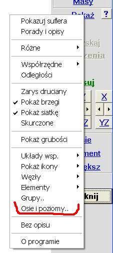 wybrać trzy węzły leżące na płaszczyźnie osi. Przyciskiem Czytaj z pliku można odczytać definicje osi z innego zadania.