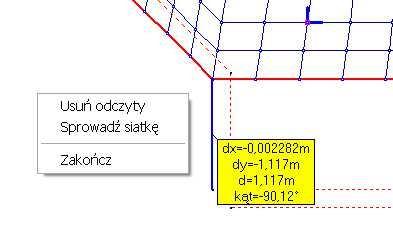 Również można odczytywać odległości nie tylko pomiędzy węzłami siatki, ale również pomiędzy punktami podkładu CAD. 19.