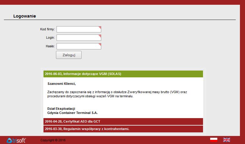 1. LOGOWANIE DO SYSTEMU Aby zalogować się do systemu należy podać kod firmy, identyfikator użytkownika oraz hasło. Każdy użytkownik posiada unikalny login w ramach firmy.