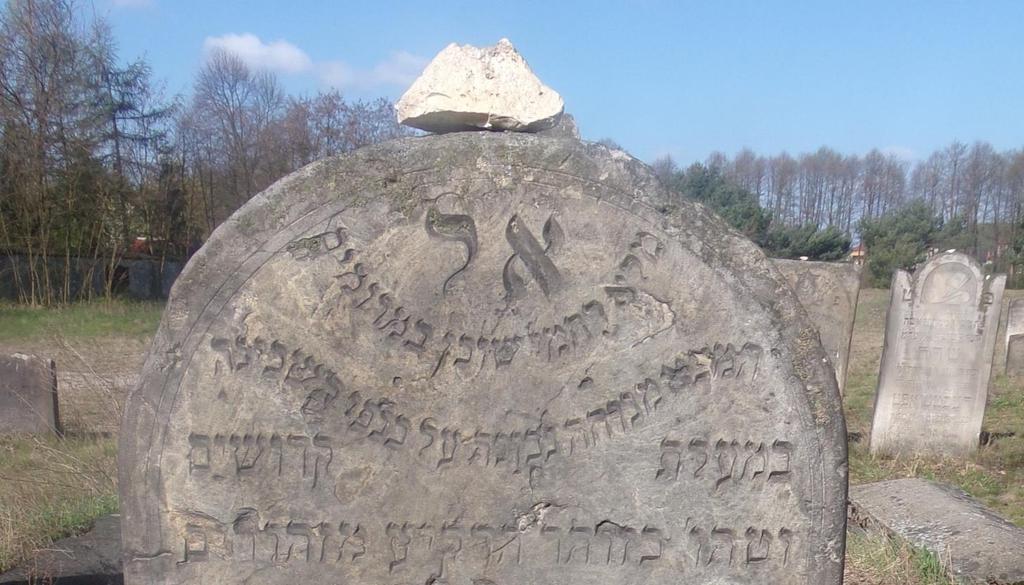 Symbolika napisów- tu leży pochowany ojciec macewa z cmentarza