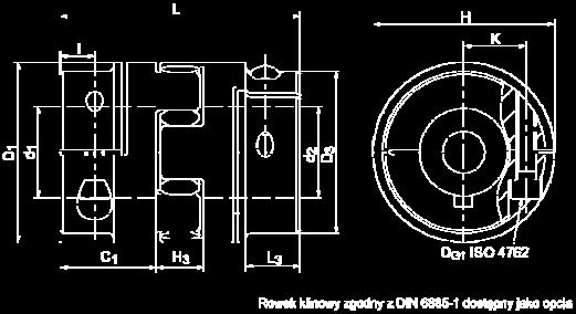 prędkość obrotowa (min -1 ) n max 13000 10000 7000 6000 5000 4000 3600 3150 2800 2350 Standardowa twardość wkładki wg Shore a 98 SH A (czerwony) 95 SH A Materiał piast ** aluminium stal *) Wartość