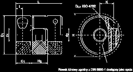 od - do (mm H7) - 6-7 6-11 K (mm) 3,2 5 7,3 H3 (mm) 5 8 10 I (mm) 2,5 3,5 5 D G1 (ISO 4762) 1 x M1,6 1 x M2 1 x M2,5 Ø H (Średnica obrysu) (mm) 11,5 16,5 23,5 Przenoszony moment obrotowy** [Nm] w