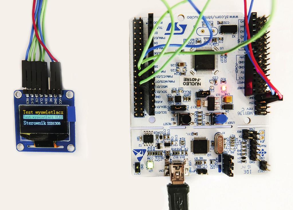 Obsługa wyświetlacza ze sterownikiem SSD36 Niewielkie wyświetlacze z matrycami OLED cieszą się dużą popularnością wśród konstruktorów projektujących interfejsy użytkownika.