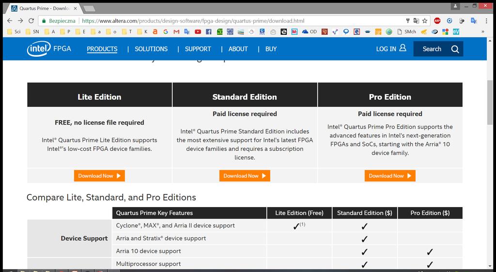 Wybór na stronie https://www.altera.