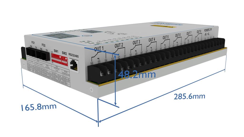 fizyczne Porty optyczny Złącze 1x RJ45 2x RS232 o szybkości transmisji do 230kbps RS422/485 o szybkości transmisji do 2Mbps Opóźnienie dla RS232 <400ns Opóźnienie dla RS485 <400ns konfiguracja