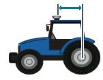 przedniego i tylnego. Ziemi do szczytu anteny GPS. Przesunięcie anteny względem osi Środka (oś) przedniego lub tylnego koła do szczytu anteny GPS.