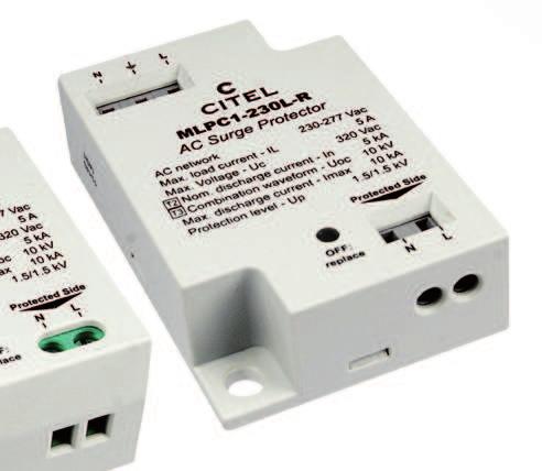 Ograniczniki przepięć (z okablowaniem) MLPC1-230L-R, MLPC1-230L- Kompaktowy ogranicznik przepięć typu 23 Prosty montaż Połączenie przez zacisk sprężynowy lub śrubowy Sygnalizacja stanu Aparat
