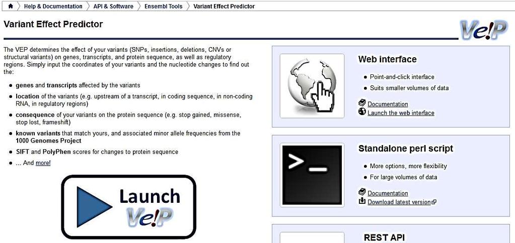 VARIANT EFFECT PREDICTOR http://www.