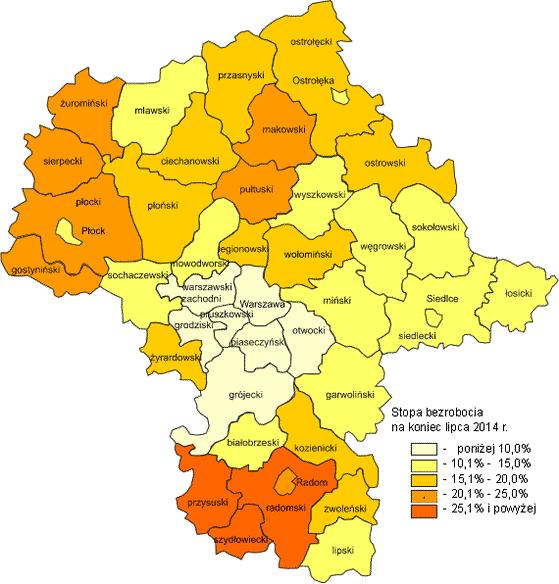 2. Stopa bezrobocia W porónaniu z innymi krajami Unii Europejskiej (edług yliczeń Eurostat) stopa bezrobocia końcu czerca 2014 r. Polsce ynosiła 9,5% (przy średniej Unii Europejskiej 10,2%).