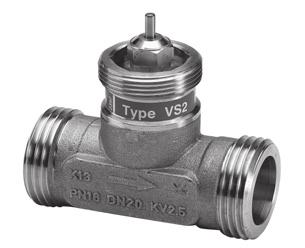 Zawory regulacyjne i siłowniki elektryczne Zawory do napędów AMV(E) //0 AMV(E) /2/, AMV 0 VS 2, VM 2, VB 2 Ciśnienie nominalne K vs [m /h] VS 2 Zawory regulacyjne VS 2 do siłowników AMV(E) /0, AMV(E)