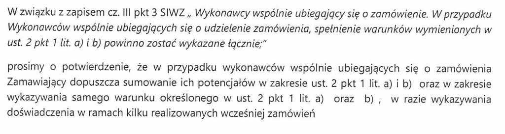 23 ust. 1 ustawy Pzp Wykonawcy mogą wspólnie ubiegać się o udzielenie zamówienia.