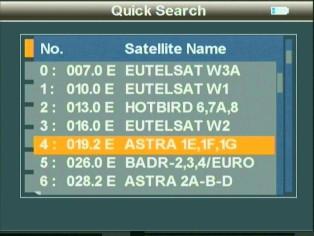 2.1.1 Nazwy satelitów Wybierz satelitę z podanej listy. 2.1.2 Typ LNB Wybierz typ LNB. 2.1.3 Niska częstotliwość LNB/ Wysoka częstotliwość LNB Użyj klawiszy numerycznych aby wprowadzić wartość częstotliwości dla lokalnej częstotliwości.