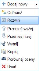 W ten sposób możesz rozwijać fragmenty projektu aż do pojedynczych wymagań, które mają ikonę Kliknij w wybrane wymaganie.