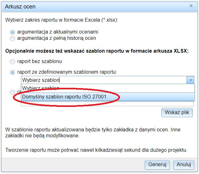 Arkusz ocen to uniwersalny raport w formacie MS Excel.