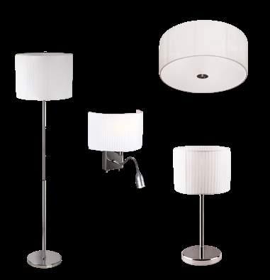 CONRAD 169 W0049 CHROM / CHROME BIAŁY ABAŻUR / WHITE SHADE 1x40W E27 230V, TKANINA, SZKŁO /, FABRIC, GLASS Z WŁĄCZNIKIEM / WITH