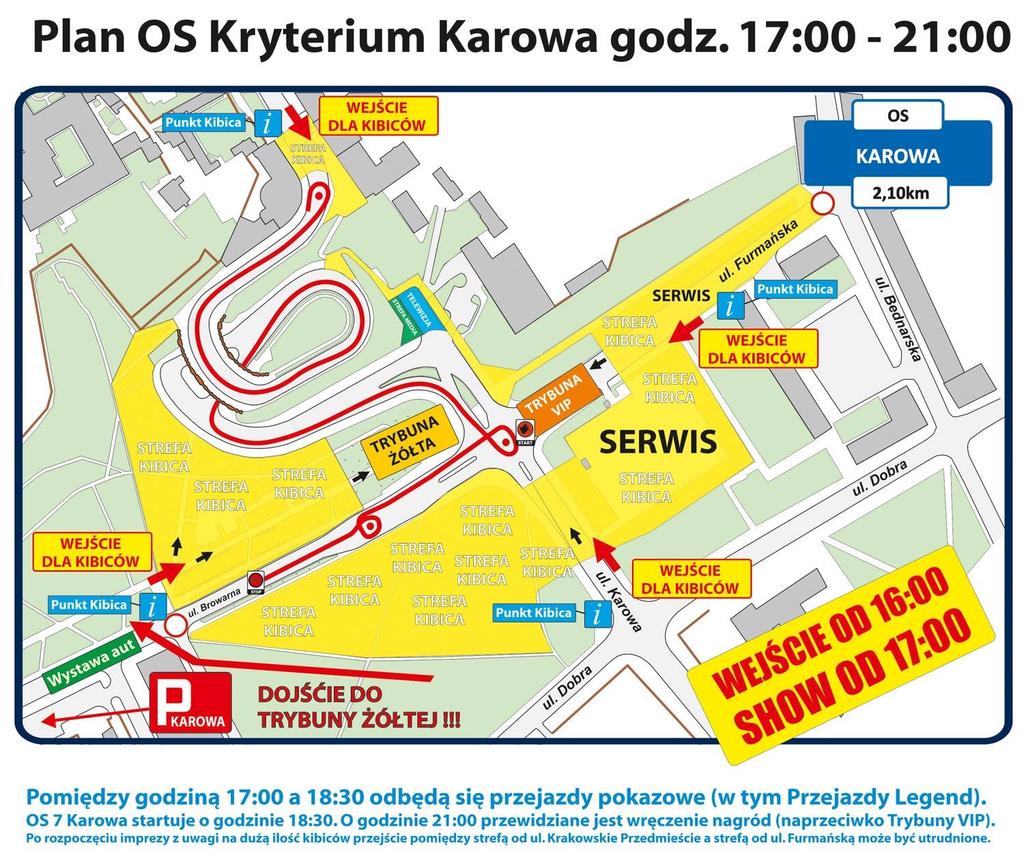 OS KAROWA (2.1km) Tego odcinka nikomu nie trzeba przedstawiać. Słynne Kryterium Asów na ulicy Karowej jest najbardziej widowiskowym odcinkiem znajdującym się w harmonogramie Rajdu Barbórka.