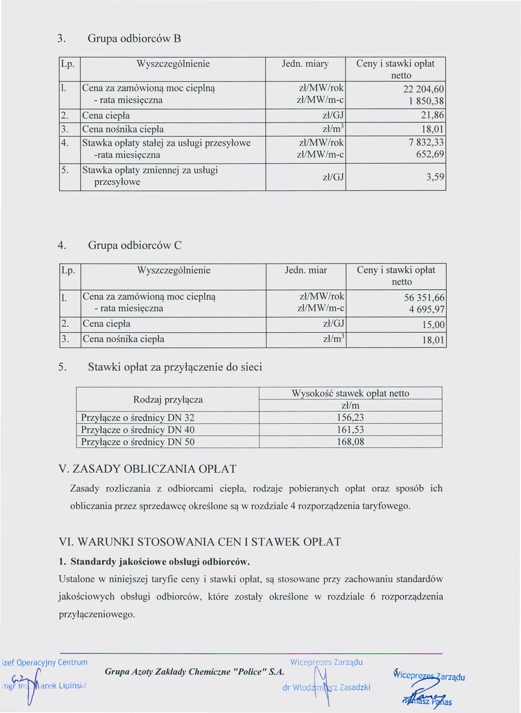 3. Grupa odbiorców B Dziennik Urzędowy Województwa Zachodniopomorskiego 7 Poz. 2649 Lp. Wyszczególnienie Jedn. miary Ceny i stawki opłat netto 1.