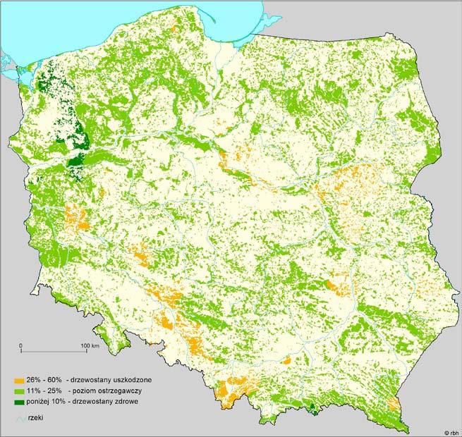 Liczba powierzchni w krainach przyrodniczo-leśnych waha się od 39