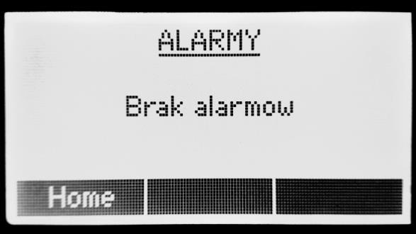 Na tym ekranie zaprezentowano alarmy. Zidentyfikowany alarm pojawia się na wyświetlaczu w postaci wyskakującego okienka.