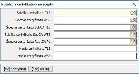 Obsługa e-recepty w systemie Rysunek 3 Instalacja certyfikatów Najpierw wskaż plik certyfikatu TLS.