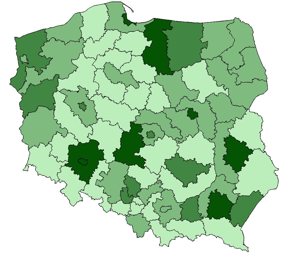 Finansowanie w ramach Polityki Spójności Na 1 osobę (PLN), w latach 2007-2014г.