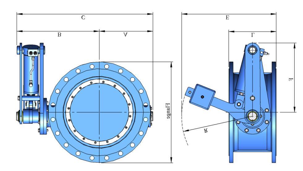 DN150-DN150-DN1000 PN40 DN150-DN150-DN1000 PN40 WYMIARY/DIMENSIONS DN A B C F E R L Kg 150 154 289 443 361 825 720 210 71 200 184 326 510 386 885 770 230 97 250 219 369 587 416 955 830 250 126 300