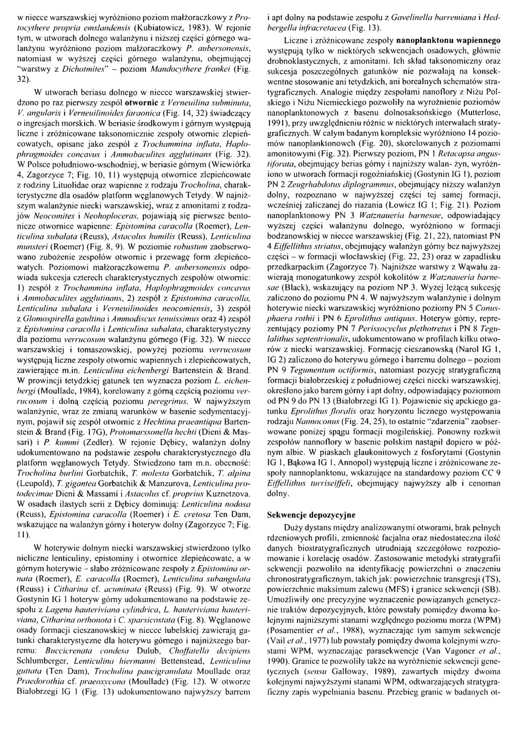 w niecce warszawskiej w yróżniono poziom m ałżoraczkow y z Protocythere propria emslandensis (K ubiatow icz, 1983).