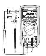 Rys. 3 Funkcja pomiarowa zakres pomiarowy gniazda pomiarowe µa 0.01 µ A - 6000 µa COM + maµa ma 0.001 ma - 600 ma COM + ma µ A 10A 0.001 A - 10 A COM + 10A 3.