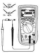 4. Teraz podłącz dwie sondy testowe do przedmiotu, który ma być zmierzony (dioda). 5. Ekran wyświetli napięcie ciągłości UF w woltach (V).