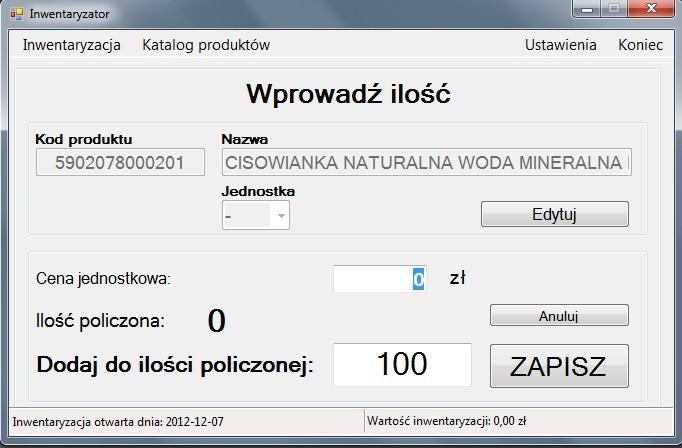 jednostkowej możemy zostawić zero zł i w późniejszym etapie inwentaryzacji edytować daną pozycję) 4.