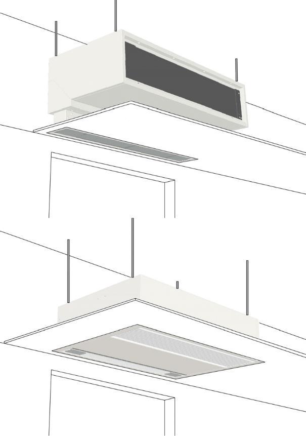 1.1 Sposoby montażu Model wolnowiszący (typ F) przeznaczony jest do niezależnej, zewnętrznej instalacji nad drzwiami.
