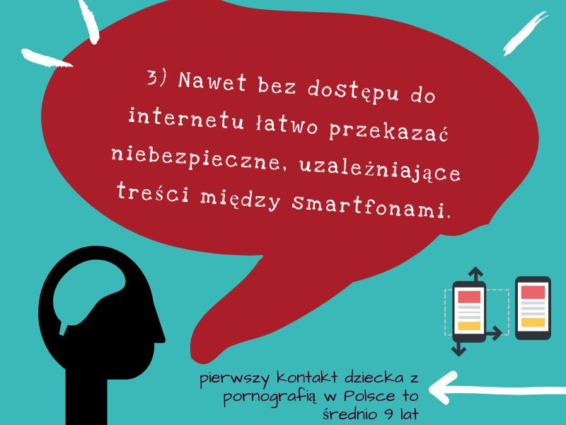 Pierwszy (z reguły niezamierzony) kontakt z pornografią u dziecka następuje w momencie uzyskania dostępu do Internetu.