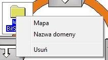 Rys. 19.Prawy przycisk myszki na obiekcie Rys. 20.Okno mapa główna zakładka lista urządzeń W zakładce Lista urządzeń mamy drzewo urządzeń które możemy rozwijać klikając na domenę.