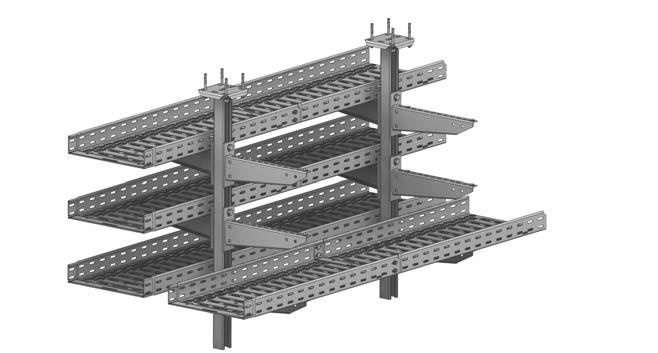 SYSTEMY ODPORNE NA DZIAŁANIE POŻARU - nietypowe konstrukcje nośne 35 Koryta kablowe JUPITER - KZI zestaw obustronny na strop z zastosowaniem uchwytu stropowego SPS 10 max.