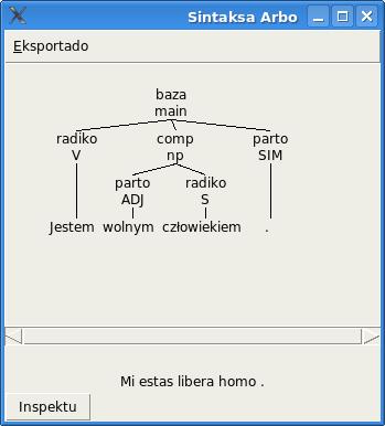 Dokumentaro de Programo Esperantilo 19 Tradukado Bildo 11: Inspektado de tradukita frazo 6.