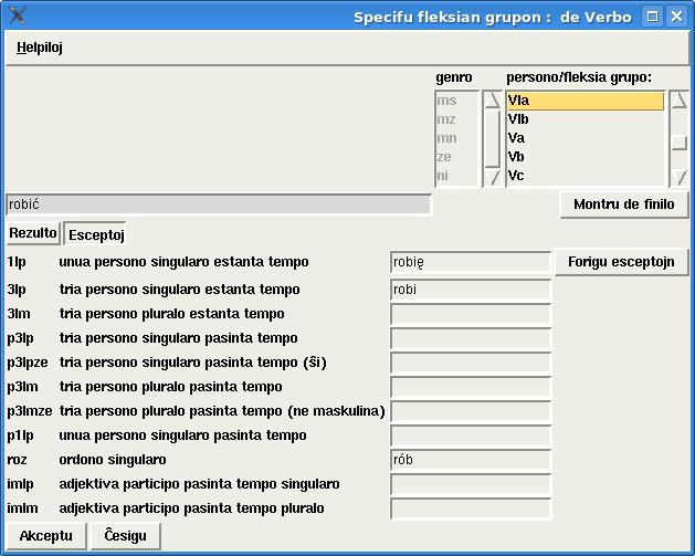 Dokumentaro de Programo Esperantilo 28 Redaktado de Traduka Vortaro Bildo 20: Difino de esceptoj Por adjektivoj en la kampo fleksio estas difinitaj la formon por komperativo (pli.