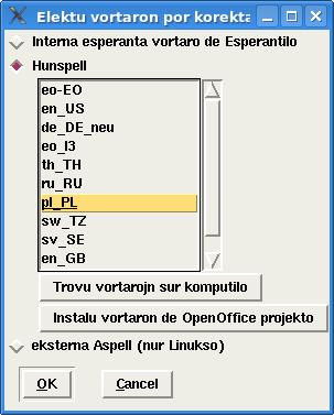 Dokumentaro de Programo Esperantilo 9 Redaktado vortaron por korektado" vi povas elekti la nacilingvan vortaron de projekto "OpenOffice". Esperantilo estas eldonita sen iuj nacilingvaj vortaroj.