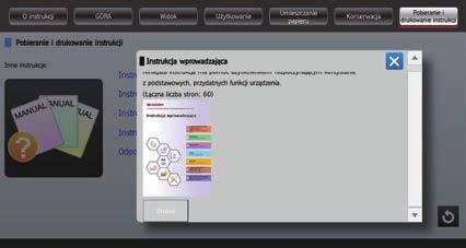ekranu Całkowita liczba Regulacja jasności Stan zadania 3 () Ustaw za pomocą panelu dotykowego. () Naciśnij przycisk [Pobieranie i drukowanie instrukcji].