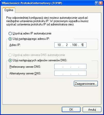 Rys. 16.Okno właściwości protokołu internetowego TCP/IP. Rys. 17.Okno konfiguracji połączenia sieciowego, zakładka Zaawansowane.