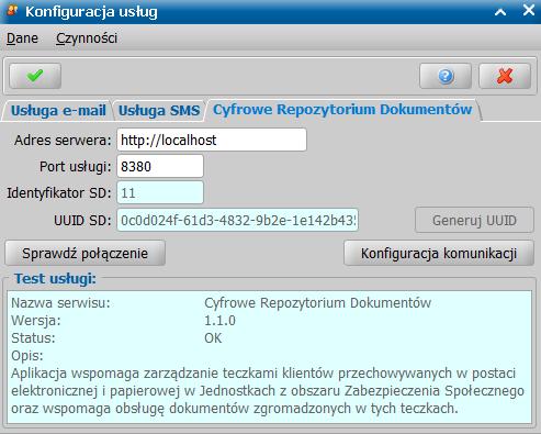 Na podstawie wartości uzupełnionych w polach Identyfikator SD i UUID SD, aplikacja CRD dokonuje identyfikacji systemu POMOST Std.